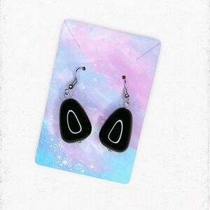 7452u. Black Ceramic Earrings Handmade